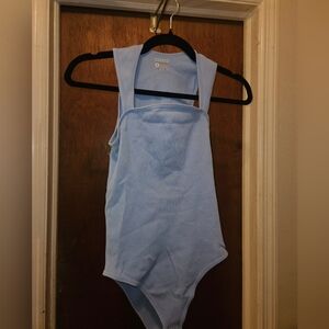Ribbed Light Blue Women's Bodysuit
